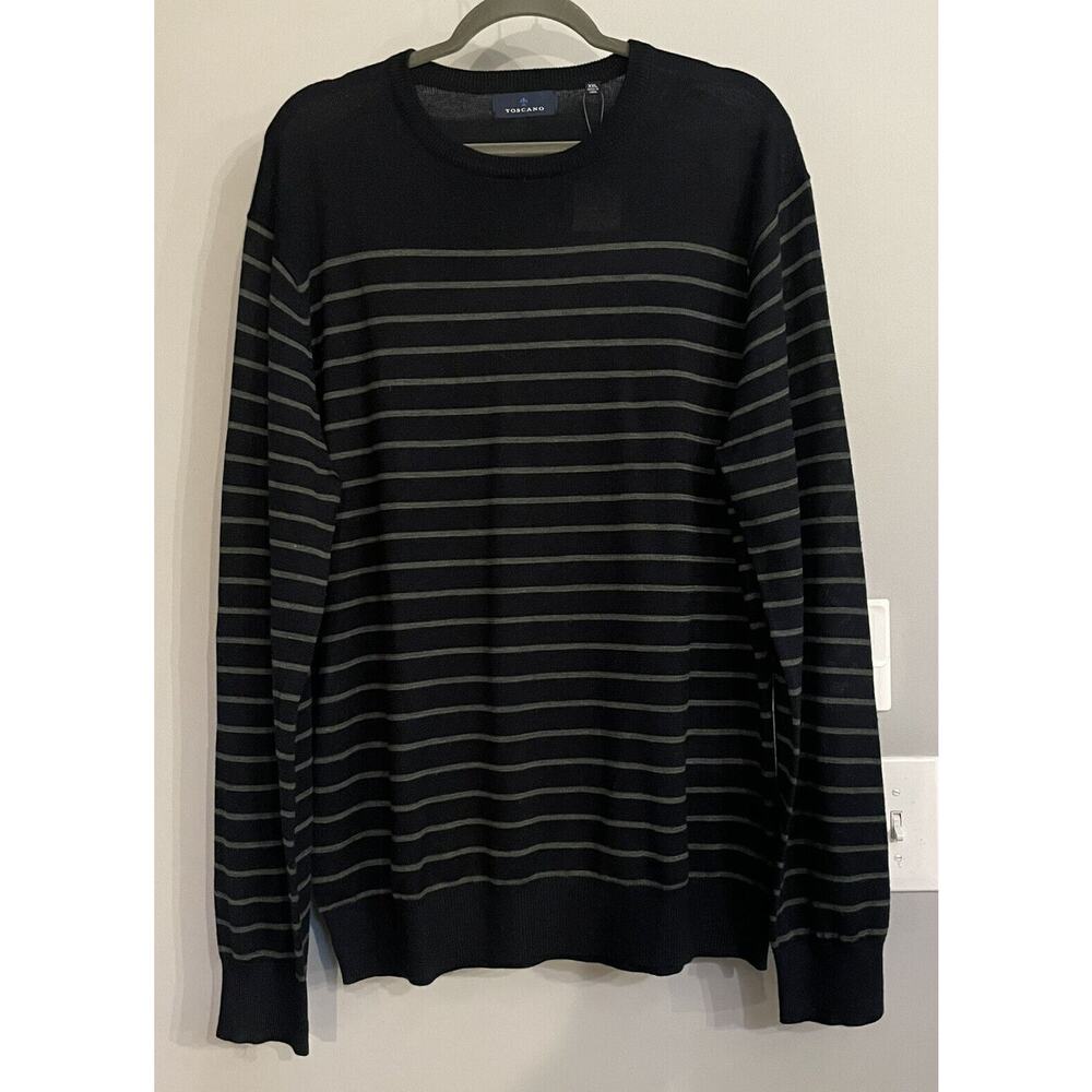 Tuscano Sweater Striped Cotton Blend Crewneck Pullover Mens XXL‎ New